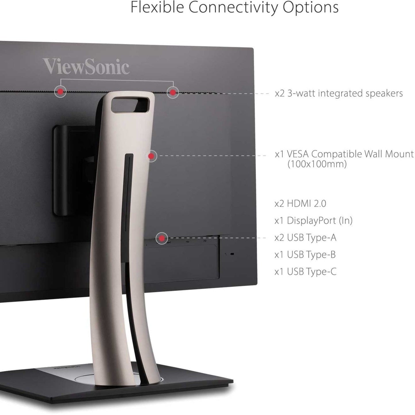ViewSonic ColorPro VP3256-4K 32" Professional LCD Monitor, 4K UHD IPS, USB-C 90W, 100% sRGB, HDR10, Pantone Validated, Height Adjustable - Black (3 Year Warranty)