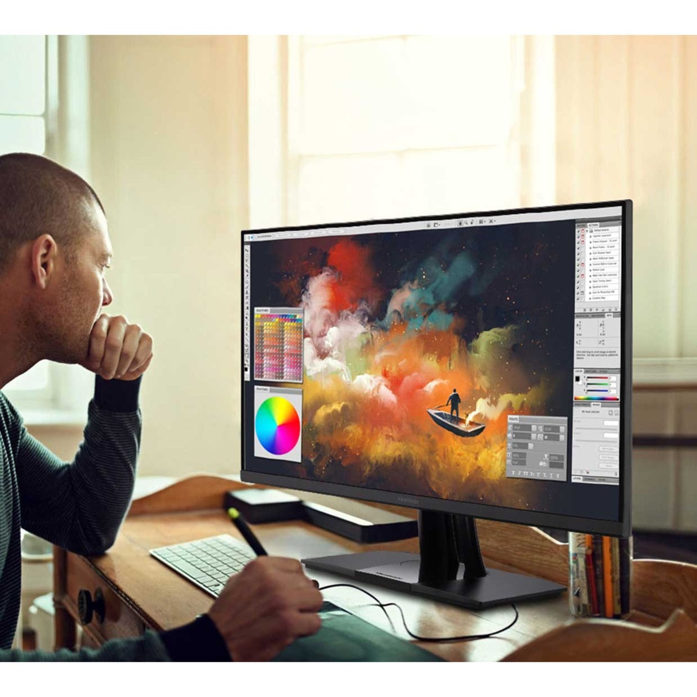 ViewSonic ColorPro VP3256-4K 32" Professional LCD Monitor, 4K UHD IPS, USB-C 90W, 100% sRGB, HDR10, Pantone Validated, Height Adjustable - Black (3 Year Warranty)