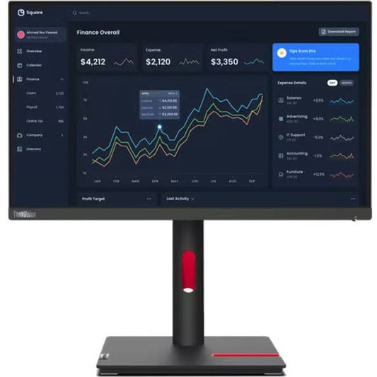 Lenovo ThinkVision T22i-30 LCD Monitor, 22" Full HD IPS, 99% sRGB, Height Adjustable Stand, 4ms Response, 5 USB Ports, HDMI DisplayPort VGA, Anti-glare, TCO Certified, Raven Black - 63B0MAT6US (3 Year Warranty)