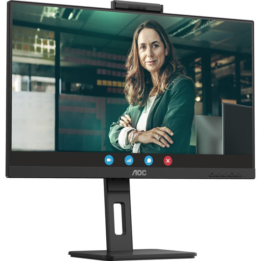 AOC Q27P3CW 27" WQHD IPS LCD Monitor with 5MP Webcam, USB-C 65W Power Delivery, Adaptive Sync, 75Hz, Built-in Speakers, Frameless Design, Textured Black - Q27P3CW (3 Year Warranty)