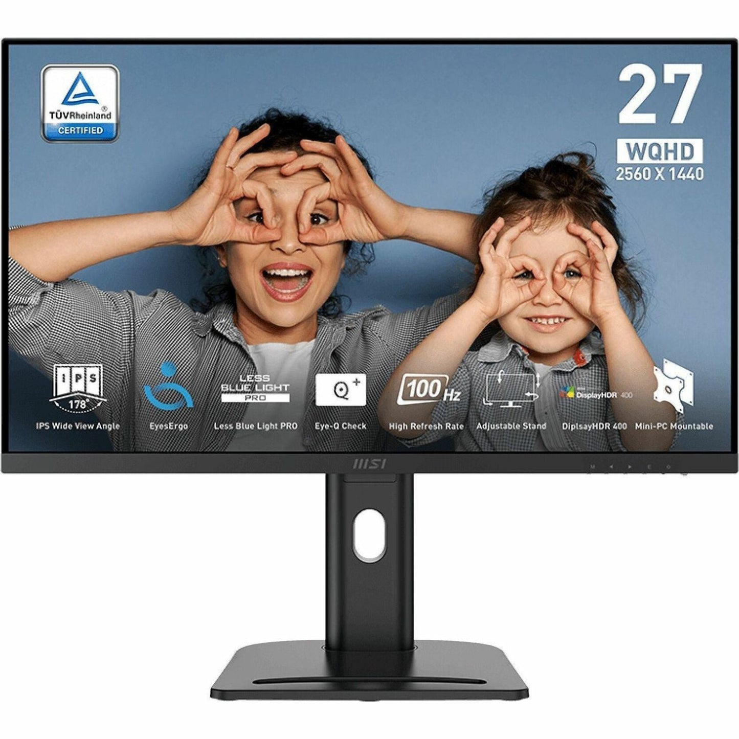 MSI Pro MP273QP E2 27" WQHD IPS LED Monitor, 2560x1440, 100Hz, HDR400, 1ms MPRT, Ergonomic Stand, Eye-Care, 1.07B Colors, Adaptive Sync - PROMP273QPE2 (3 Year Warranty)