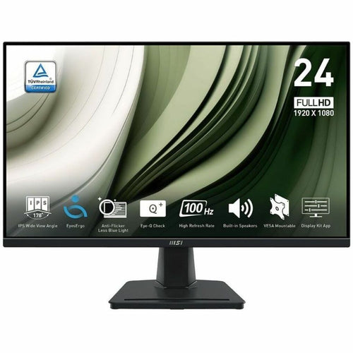 MSI PRO MP245G 24" IPS FHD Business Monitor, 100Hz, 1ms MPRT, Adaptive-Sync, Height/Tilt Adjustable, Built-in Speakers, VESA Mount, EPEAT Silver, HDMI/DisplayPort, Black - PROMP245G (1 Year Warranty)