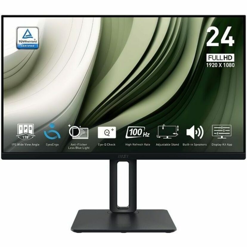 MSI Pro MP245PG 24" Full HD IPS LCD Monitor, 100Hz, 1ms MPRT, Ergonomic Design, Eye Care Technology, 300 Nit, Adaptive Sync, Built-in Speakers, VESA Mount - Black - PROMP245PG (1 Year Warranty)
