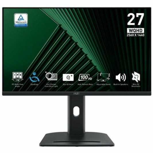 MSI Pro PRO MP275QPG 27" WQHD IPS LCD Monitor, 100Hz, 1ms MPRT, EyesErgo Technology, 4-Way Adjustable Stand, Built-in Speakers - MP275QPG (3 Year Warranty)