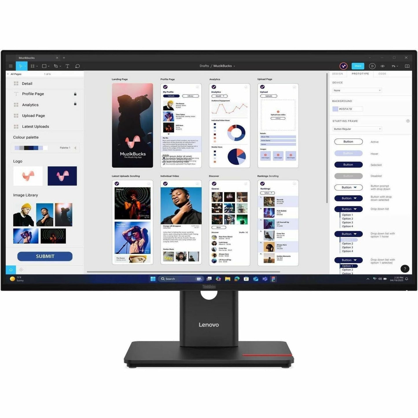 Lenovo ThinkVision T32UD-40 32" Class 4K UHD LED Monitor - 16:9 - Eclipse Black (64B0GAR1US)