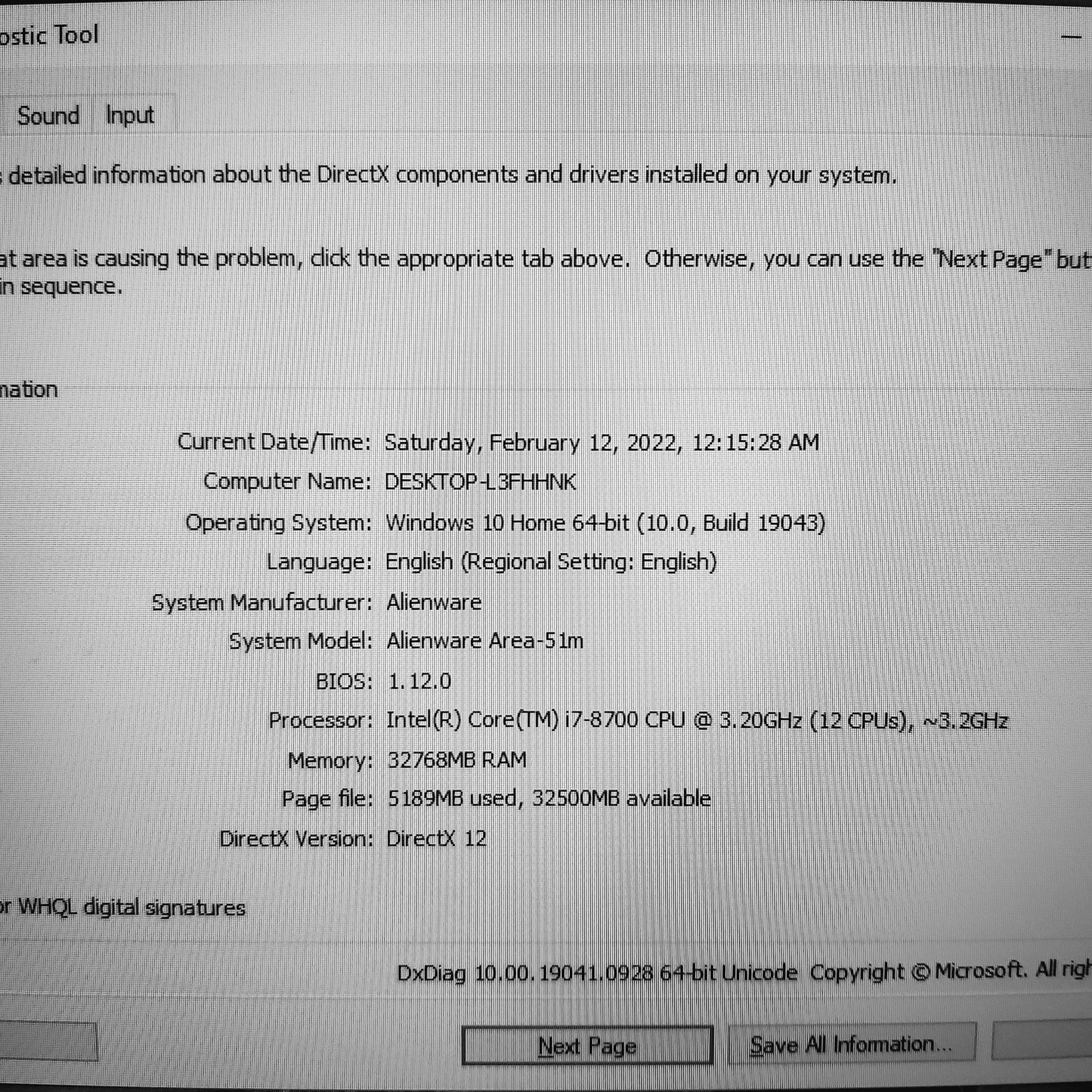 Alienware Area 51m i7-8700 RTX 2070 144Hz Gaming Laptop (New Open Box)