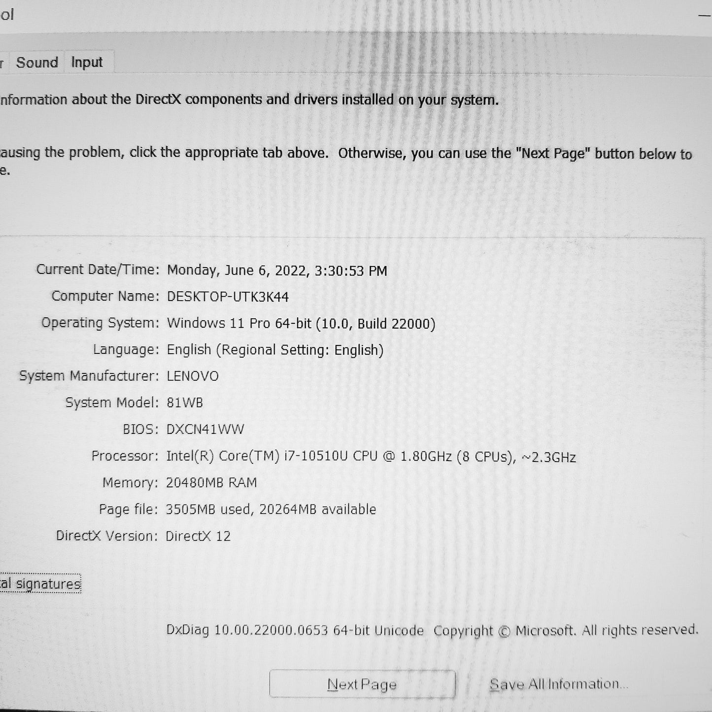 Lenovo IdeaPad 3 15IML05 / 81WB i7 MX330 Laptop (Used Very Clean)