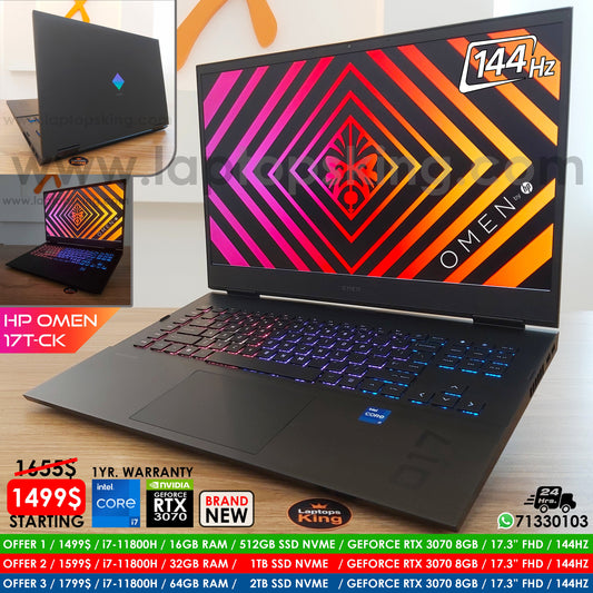 HP Omen 17t-CK i7-11800H RTX 3070 144Hz Gaming Laptop Offers (Brand New)