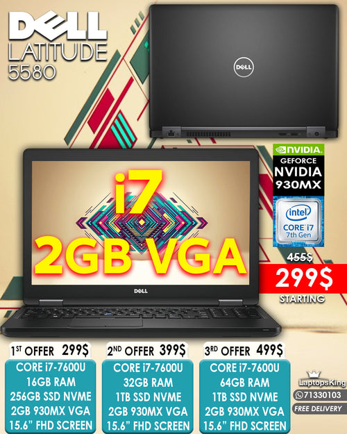 Dell latitude 5580 Core i7 930MX VGA 2GB TO 8GB 15.6” FHD LAPTOP (OPEN BOX WITH WARRANTY)