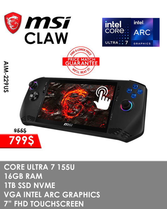 MSI CLAW AIM Core™ ULTRA 7 155U 16GB 1TB SSD 7 FHD 120HZ TOUCHSCREEN (BRAND NEW)