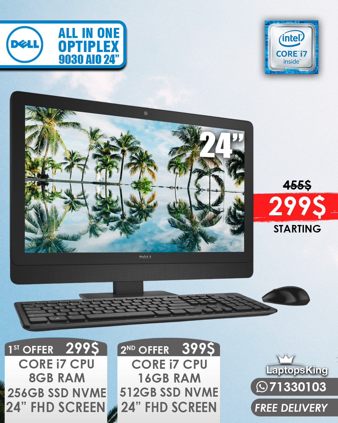 DELL OPTIPLEX 9030 AIO CORE i7 24” FHD DESKTOP COMPUTER (OPEN BOX)