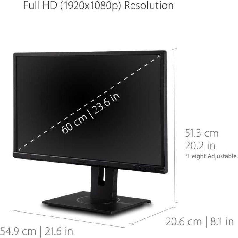 ViewSonic 24" LCD monitor, 1920x1080, HDMI, DP, VGA, USB-hub. (VG2440)