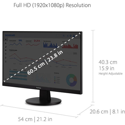 Viewsonic VA2447-MH 24" MVA Monitor with HDMI and VGA, 1920 x 1080 Resolution.