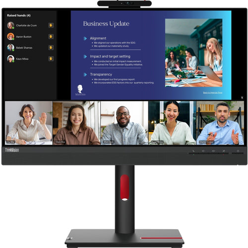 Lenovo ThinkVision T24v-30 23.8" Full HD LCD Monitor with Webcam, IPS, 99% sRGB, 75Hz, Built-in Speakers, 5 USB Ports, Height Adjustable Stand, Raven Black - 63D8MAR3US (3 Year Warranty)