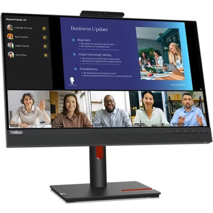 Lenovo ThinkVision T24v-30 23.8" Full HD LCD Monitor with Webcam, IPS, 99% sRGB, 75Hz, Built-in Speakers, 5 USB Ports, Height Adjustable Stand, Raven Black - 63D8MAR3US (3 Year Warranty)