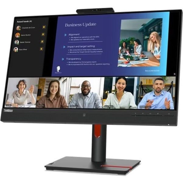 Lenovo ThinkVision T24v-30 23.8" Full HD LCD Monitor with Webcam, IPS, 99% sRGB, 75Hz, Built-in Speakers, 5 USB Ports, Height Adjustable Stand, Raven Black - 63D8MAR3US (3 Year Warranty)