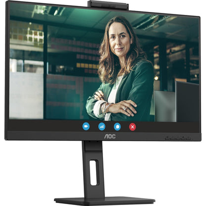 AOC Q27P3CW 27" WQHD IPS LCD Monitor with 5MP Webcam, USB-C 65W Power Delivery, Adaptive Sync, 75Hz, Built-in Speakers, Frameless Design, Textured Black - Q27P3CW (3 Year Warranty)