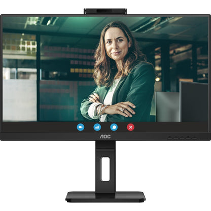 AOC Q27P3CW 27" WQHD IPS LCD Monitor with 5MP Webcam, USB-C 65W Power Delivery, Adaptive Sync, 75Hz, Built-in Speakers, Frameless Design, Textured Black - Q27P3CW (3 Year Warranty)