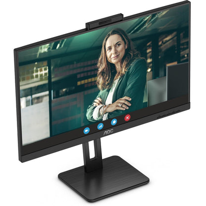 AOC Q27P3CW 27" WQHD IPS LCD Monitor with 5MP Webcam, USB-C 65W Power Delivery, Adaptive Sync, 75Hz, Built-in Speakers, Frameless Design, Textured Black - Q27P3CW (3 Year Warranty)