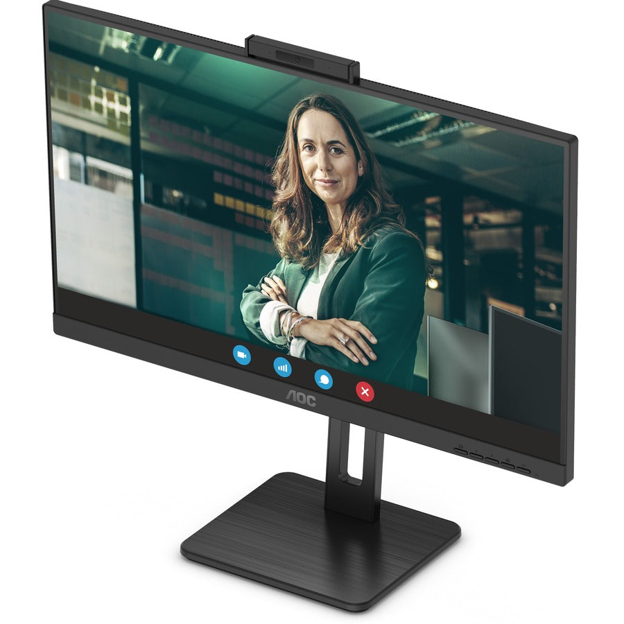 AOC Q27P3CW 27" WQHD IPS LCD Monitor with 5MP Webcam, USB-C 65W Power Delivery, Adaptive Sync, 75Hz, Built-in Speakers, Frameless Design, Textured Black - Q27P3CW (3 Year Warranty)
