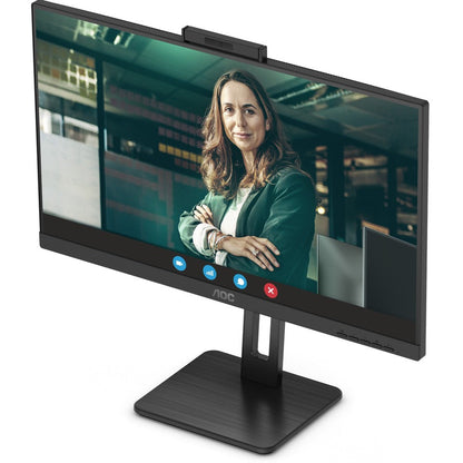 AOC Q27P3CW 27" WQHD IPS LCD Monitor with 5MP Webcam, USB-C 65W Power Delivery, Adaptive Sync, 75Hz, Built-in Speakers, Frameless Design, Textured Black - Q27P3CW (3 Year Warranty)