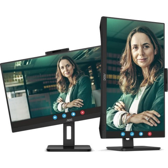 AOC Q27P3CW 27" WQHD IPS LCD Monitor with 5MP Webcam, USB-C 65W Power Delivery, Adaptive Sync, 75Hz, Built-in Speakers, Frameless Design, Textured Black - Q27P3CW (3 Year Warranty)