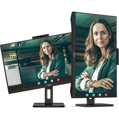 AOC Q27P3CW 27" WQHD IPS LCD Monitor with 5MP Webcam, USB-C 65W Power Delivery, Adaptive Sync, 75Hz, Built-in Speakers, Frameless Design, Textured Black - Q27P3CW (3 Year Warranty)