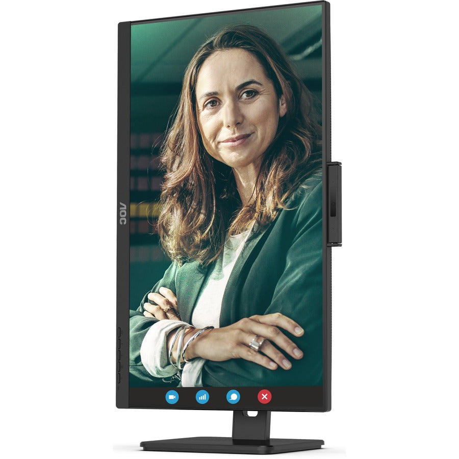 AOC Q27P3CW 27" WQHD IPS LCD Monitor with 5MP Webcam, USB-C 65W Power Delivery, Adaptive Sync, 75Hz, Built-in Speakers, Frameless Design, Textured Black - Q27P3CW (3 Year Warranty)