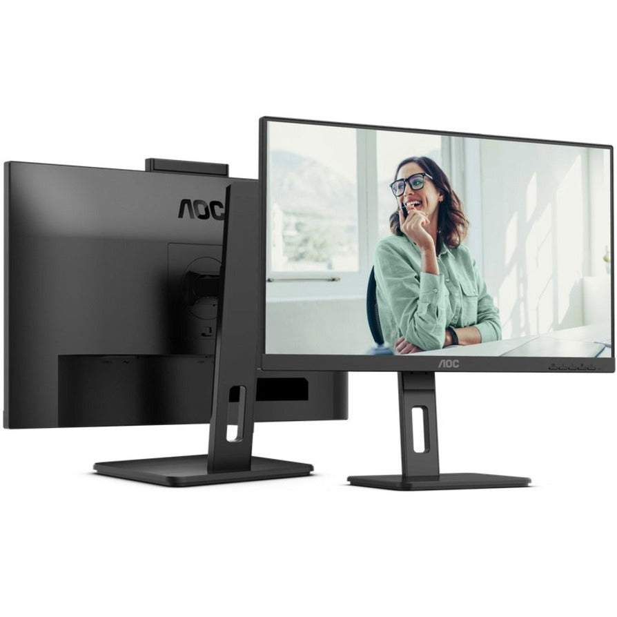 AOC Q27P3CW 27" WQHD IPS LCD Monitor with 5MP Webcam, USB-C 65W Power Delivery, Adaptive Sync, 75Hz, Built-in Speakers, Frameless Design, Textured Black - Q27P3CW (3 Year Warranty)