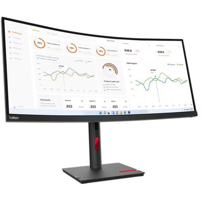 Lenovo ThinkVision T34w-30 34" Curved UW-QHD LED Monitor, 3440x1440, VA Panel, USB-C Hub, Webcam, HDMI/DP, Height Adjustable, Eye Comfort, Raven Black - 63D4ZAR1US (3 Year Warranty)