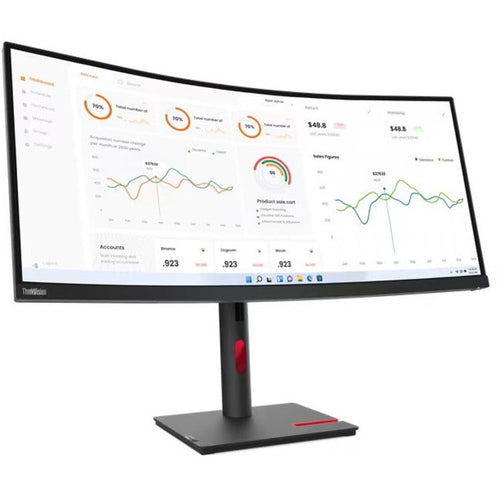 Lenovo ThinkVision T34w-30 34" Curved UW-QHD LED Monitor, 3440x1440, VA Panel, USB-C Hub, Webcam, HDMI/DP, Height Adjustable, Eye Comfort, Raven Black - 63D4ZAR1US (3 Year Warranty)