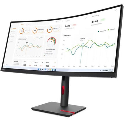 Lenovo ThinkVision T34w-30 34" Curved UW-QHD LED Monitor, 3440x1440, VA Panel, USB-C Hub, Webcam, HDMI/DP, Height Adjustable, Eye Comfort, Raven Black - 63D4ZAR1US (3 Year Warranty)