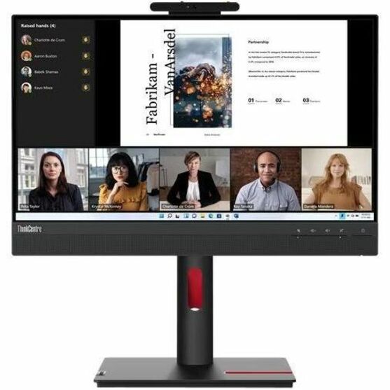 Lenovo ThinkCentre TIO22GEN5 22" LED Monitor, Full HD IPS Display, Eye Comfort Technology, 1080p Webcam, Built-in Speakers, Height Adjustable Stand, Black - 12N8GAR1US (3 Year Warranty)