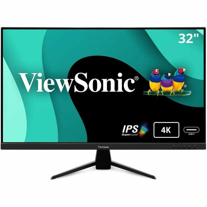 ViewSonic VX3267U-4K 32" LED Monitor, 4K UHD IPS Display, HDR10, 65W USB-C, HDMI 2.0, DisplayPort, 1.07B Colors, 350 Nit, Black - VX3267U4K (3 Year Warranty)