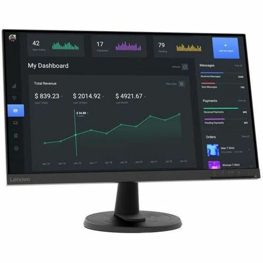 Lenovo D24-40 LED Monitor, 23.8" FHD VA Display, 75Hz FreeSync, 178° Viewing Angle, Anti-glare, Low Blue Light, HDMI/VGA, VESA Mount, Raven Black - 67A2KCC6US (3 Year Warranty)