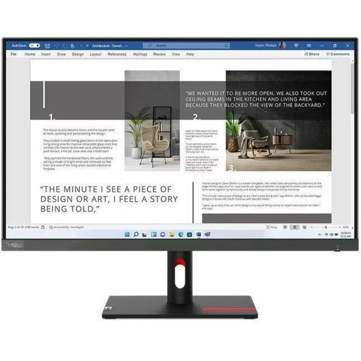 Lenovo ThinkVision S27i-30 27" LED Monitor, Full HD IPS, 100Hz, 300 Nit, 99% sRGB, Eye Comfort, Anti-glare, HDMI/VGA, Storm Gray - 63DFKAT4US (3 Year Warranty)