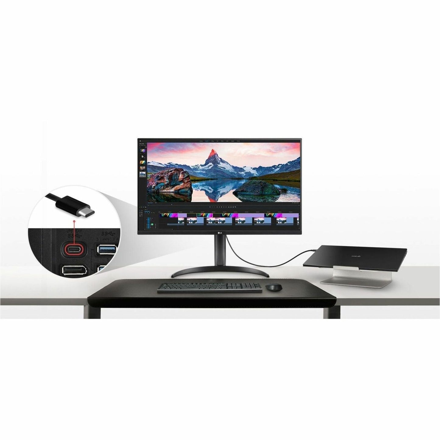 LG 32BR55U-B 32" 4K UHD LCD Monitor, HDR10, USB-C Hub, ErgoStand, VA Panel, 3840x2160, DisplayPort HDMI, Built-in Speakers, Height Adjustable (3 Year Warranty)