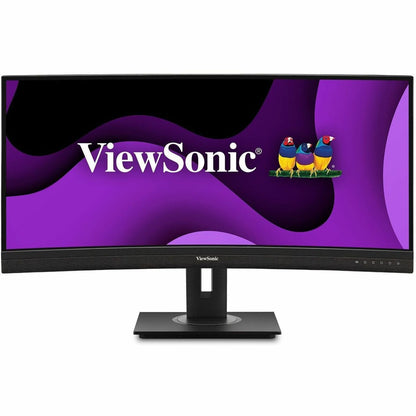 ViewSonic VG3456C 34" UWQHD Curved Docking Monitor, 100W USB-C, RJ45, 3440x1440, 21:9 Ultrawide, 400 Nit, Ergonomic Design, Built-in USB Hub, VESA Mount - VG3456C Black (3 Year Warranty)