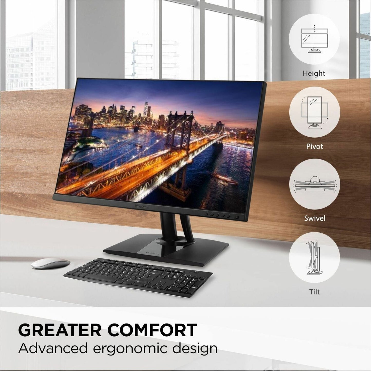 ViewSonic ColorPro VP275-4K 27" 4K UHD LED Monitor, USB-C Surface Compatible, IPS, Ergonomic Design, 360 Nit, 75Hz, VESA Mount, Built-in USB Hub (3 Year Warranty)