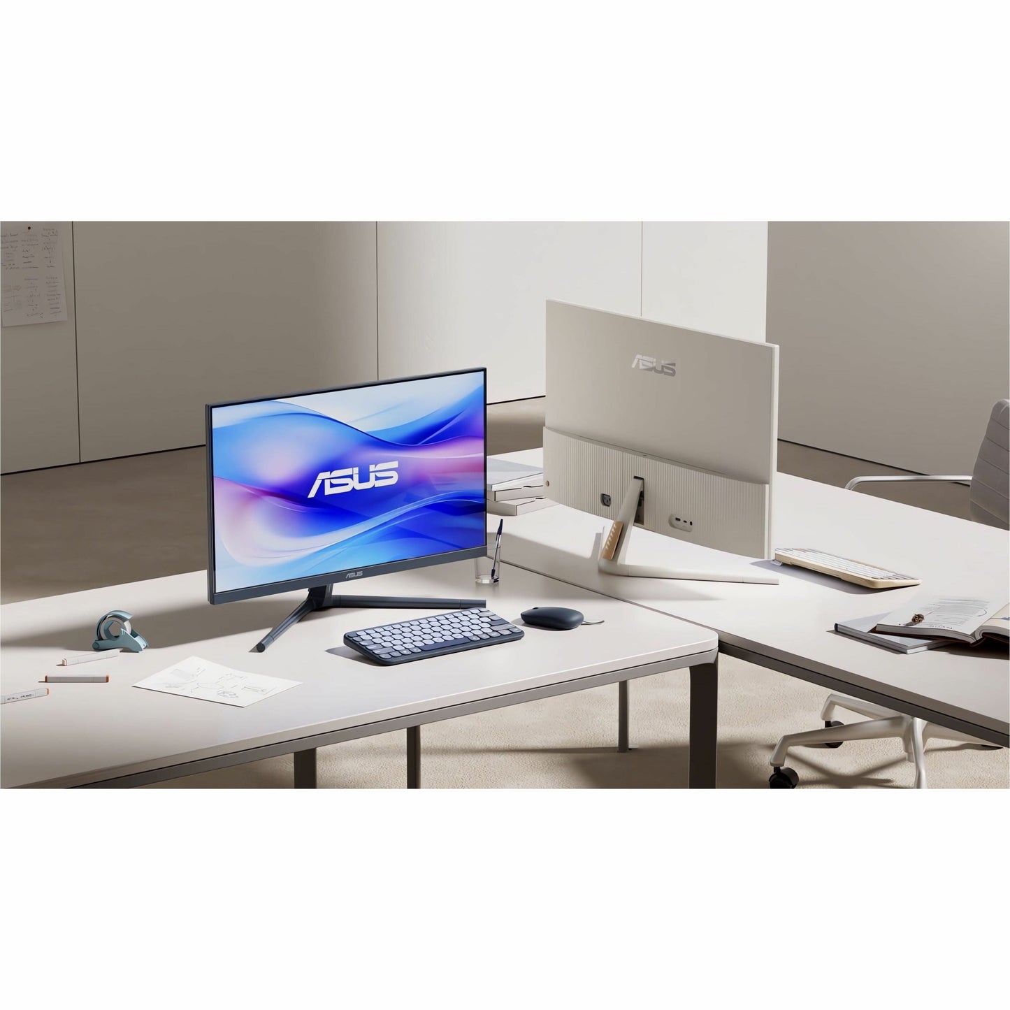 Asus VU249CFE-B 24" LED Monitor, Full HD IPS Display, 100Hz, Adaptive Sync, Height Adjustable, USB-C, Anti-Glare, Eye Care+, Flicker-Free, Quiet Blue - VU249CFEB (3 Year Warranty)