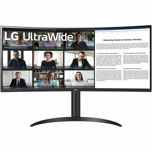 LG Ultrawide 34BR55QC-B 34" WQHD Curved LCD Monitor, 3440x1440, HDR10, 100Hz, USB-C 65W, sRGB 99%, Ergonomic Stand, PBP, VA Panel, Textured Black (3 Year Warranty)