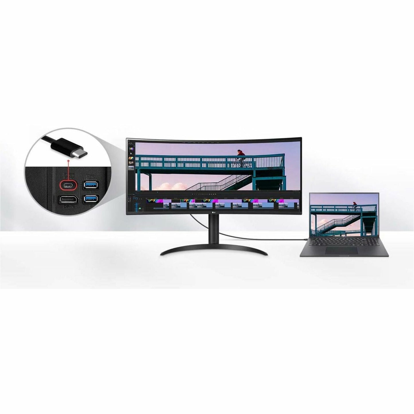 LG Ultrawide 34BR55QC-B 34" WQHD Curved LCD Monitor, 3440x1440, HDR10, 100Hz, USB-C 65W, sRGB 99%, Ergonomic Stand, PBP, VA Panel, Textured Black (3 Year Warranty)