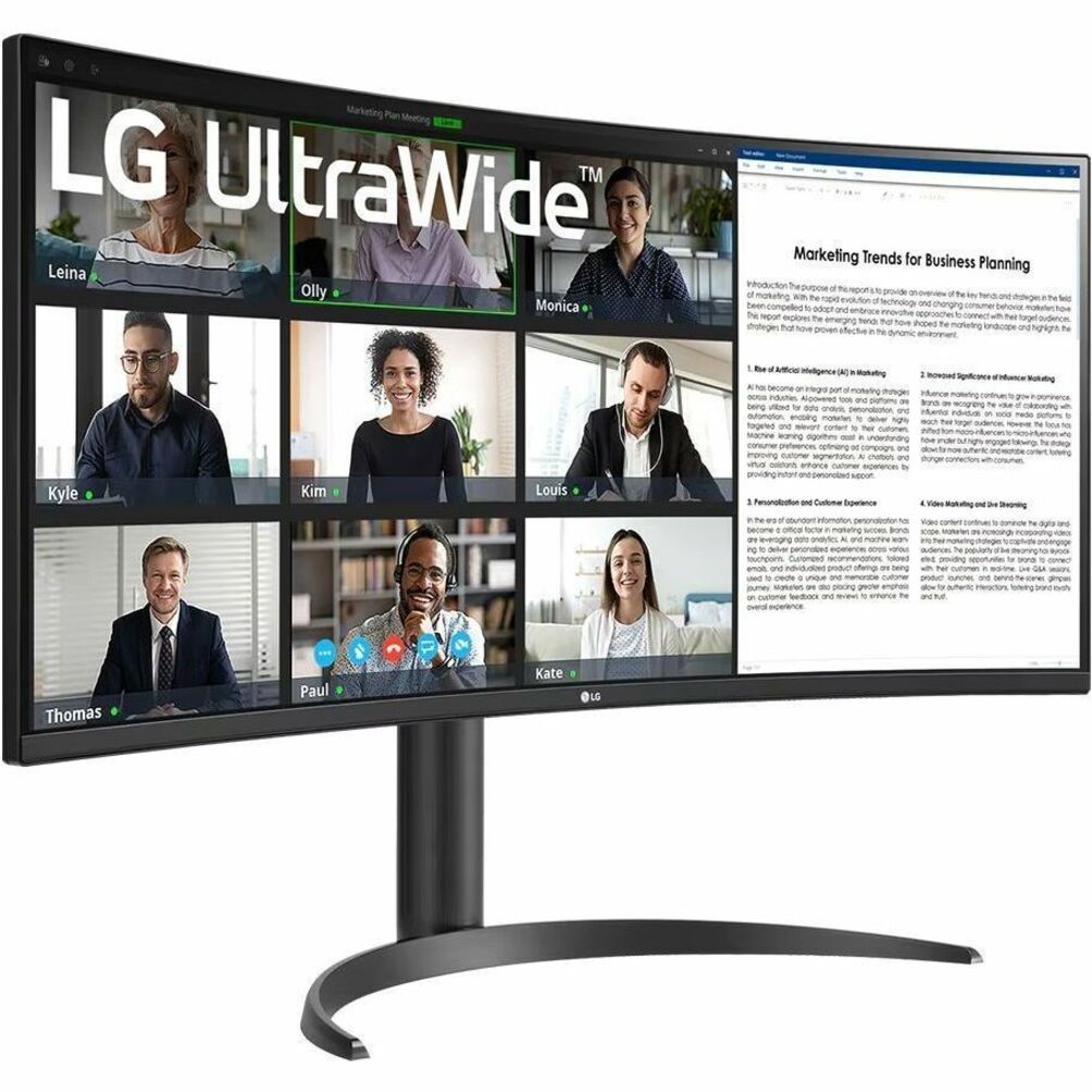 LG Ultrawide 34BR55QC-B 34" WQHD Curved LCD Monitor, 3440x1440, HDR10, 100Hz, USB-C 65W, sRGB 99%, Ergonomic Stand, PBP, VA Panel, Textured Black (3 Year Warranty)
