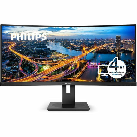 Philips B-Line 346B1C 34" Curved LED Monitor, WQHD 3440x1440, USB-C Docking, KVM Switch, Height Adjustable, MultiView, Flicker-Free, TAA Compliant - 346B1C/17 (4 Year Advance Replacement Warranty)
