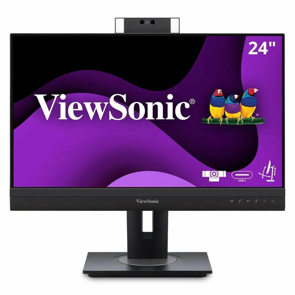 ViewSonic VG2457V 23.8" Video Conferencing LED Monitor, 1080p FHD, Windows Hello IR Webcam, 90W USB-C Docking, IPS, 100Hz, Built-in Speakers, Black - VG2457V (3 Year Warranty)