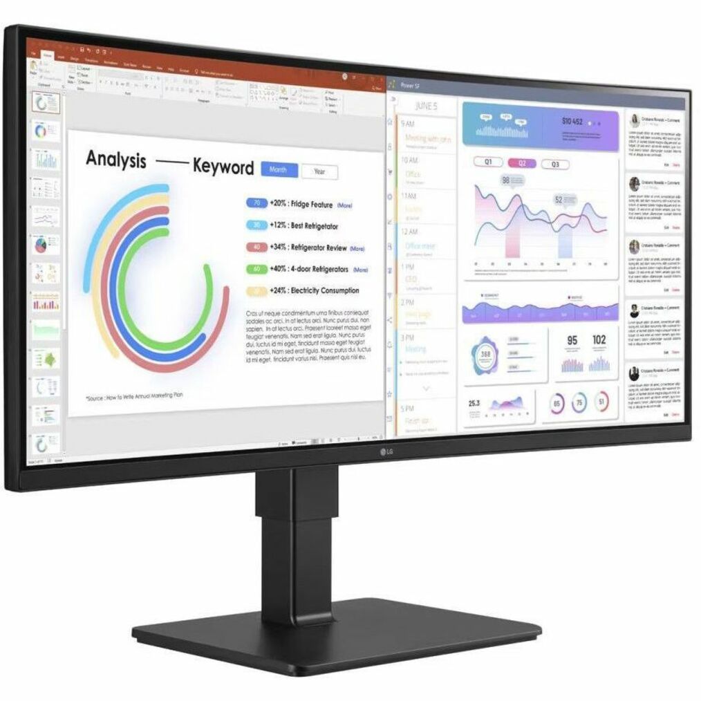 LG Ultrawide 34BQ77QE-B 34" Curved LED Monitor, WQHD 3440x1440, IPS, HDR10, USB-C 90W, Built-in Speakers, KVM Switch, Height Adjustable Stand, Textured Black - 34BQ77QEB (3 Year Warranty)