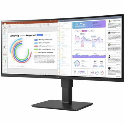 LG Ultrawide 34BQ77QE-B 34" Curved LED Monitor, WQHD 3440x1440, IPS, HDR10, USB-C 90W, Built-in Speakers, KVM Switch, Height Adjustable Stand, Textured Black - 34BQ77QEB (3 Year Warranty)