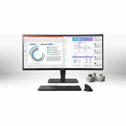 LG Ultrawide 34BQ77QE-B 34" Curved LED Monitor, WQHD 3440x1440, IPS, HDR10, USB-C 90W, Built-in Speakers, KVM Switch, Height Adjustable Stand, Textured Black - 34BQ77QEB (3 Year Warranty)