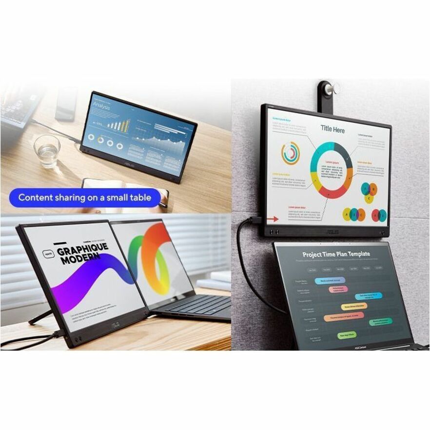 ASUS ZenScreen MB166CR 15.6" Portable LED Monitor, Full HD IPS, USB-C, 178° Wide View, Eye Care, Flicker-Free, Blue Light Filter, 360° Kickstand, Landscape/Portrait - MB166CR (3 Year Warranty)