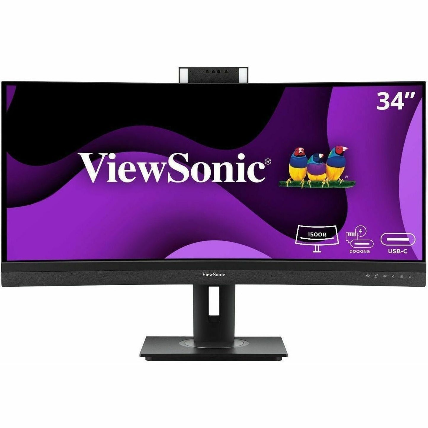 ViewSonic VG3457CV 34" Ultrawide QHD LED Monitor, Video Conferencing Docking Display, Windows Hello IR Webcam, 100W USB-C, 1440p Curved Screen, Built-in Speakers, RJ45 - VG3457CV Black (3 Year Warranty)
